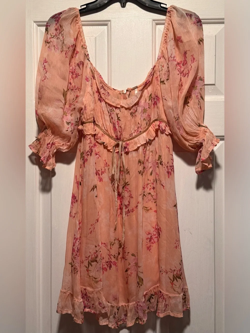 Free People Peach-Pink Floral Mini Dress